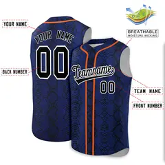 Orange Snakeskin Pattern Sleeveless Baseball Jersey 2