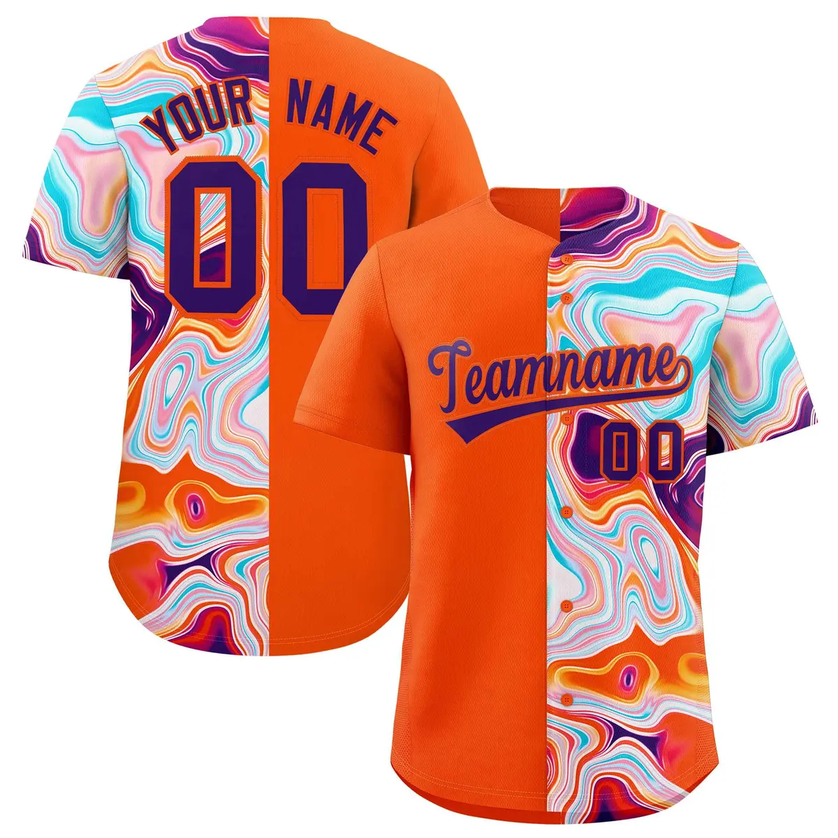 Orange Split Fluid Fashion Authentic Baseball Jersey