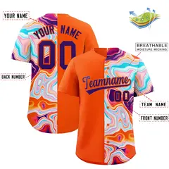 Orange Split Fluid Fashion Authentic Baseball Jersey 2