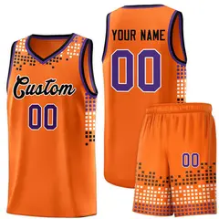 Orange Square Grid Graffiti Basketball Jersey