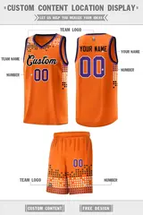Orange Square Grid Graffiti Basketball Jersey 2