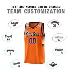 Orange Square Grid Graffiti Basketball Jersey 3