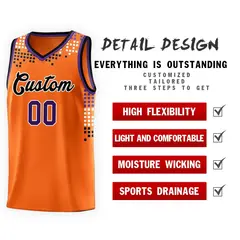 Orange Square Grid Graffiti Basketball Jersey 4