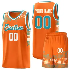 Orange Square Grid Graffiti Basketball Jersey