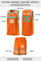 Orange Square Grid Graffiti Basketball Jersey 2