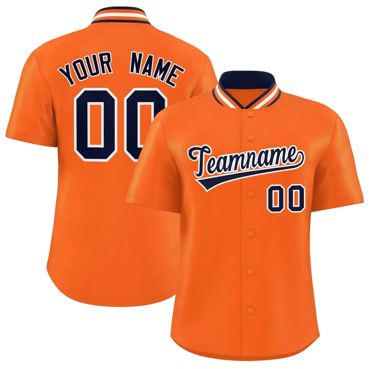 Orange Stand Collar Classic Authentic Baseball Jersey