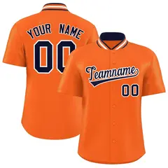 Orange Stand Collar Classic Authentic Baseball Jersey 1