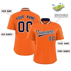 Orange Stand Collar Classic Authentic Baseball Jersey 2