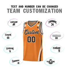Orange Star Pattern Color Block Shoulders Basketball Jersey 4