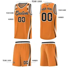 Orange Star Pattern Color Block Shoulders Basketball Jersey 5
