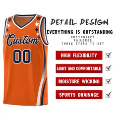 Orange Star Pattern Color Block Shoulders Basketball Jersey 2
