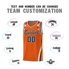 Orange Star Pattern Color Block Shoulders Basketball Jersey 4