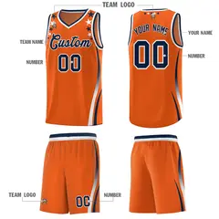 Orange Star Pattern Color Block Shoulders Basketball Jersey 5