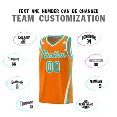 Orange Star Pattern Color Block Shoulders Basketball Jersey 4