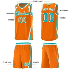 Orange Star Pattern Color Block Shoulders Basketball Jersey 5