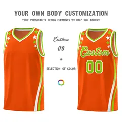 Orange Star Pattern Color Block Shoulders Basketball Jersey 3