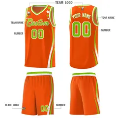 Orange Star Pattern Color Block Shoulders Basketball Jersey 5