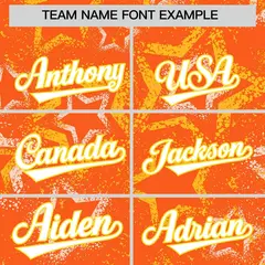 Orange Star Pattern Varsity Letterman Bomber Jacket 3