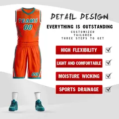 Orange Teal-White Graffiti Claw Pattern Basketball Jersey 2