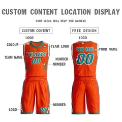 Orange Teal-White Graffiti Claw Pattern Basketball Jersey 3