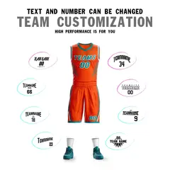 Orange Teal-White Graffiti Claw Pattern Basketball Jersey 4