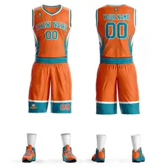 Orange Teal White Graffiti Lightning Basketball Jersey 1