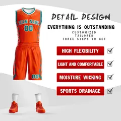 Orange Teal-White Graffiti Oblique Bar Basketball Jersey 2