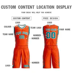 Orange Teal-White Graffiti Oblique Bar Basketball Jersey 3