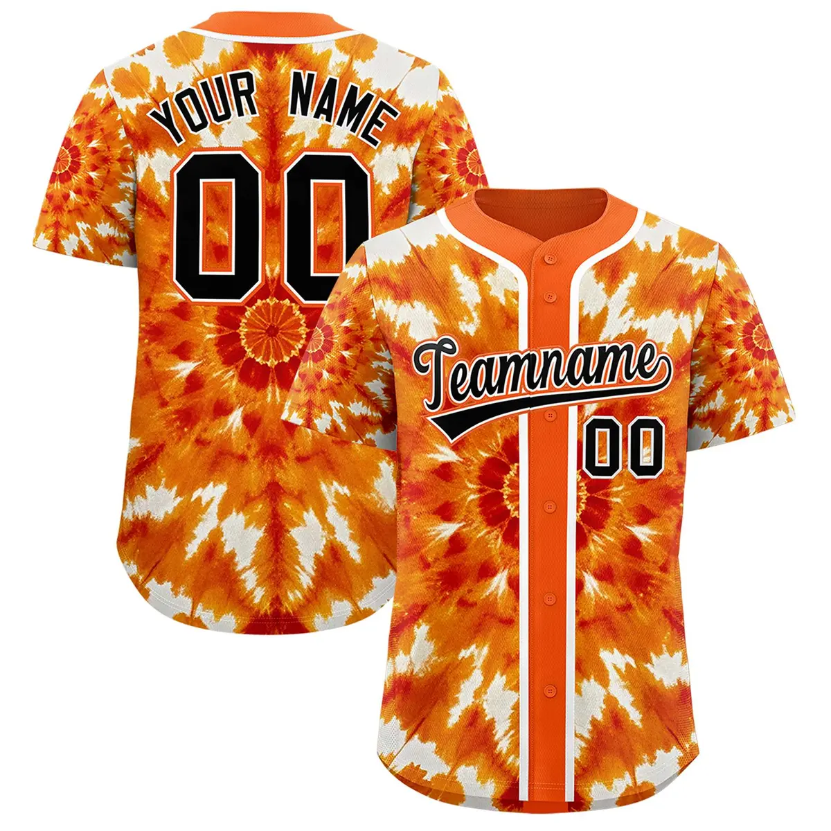 Orange Tie-Dye Graffiti Authentic Baseball Jersey