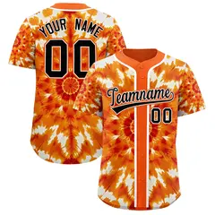 Orange Tie-Dye Graffiti Authentic Baseball Jersey 1