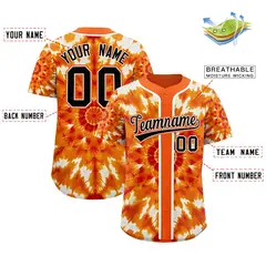 Orange Tie-Dye Graffiti Authentic Baseball Jersey 2