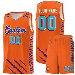Orange Tiger Claw Pattern Sports Uniform Basketball Jersey 1