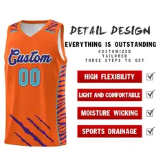 Orange Tiger Claw Pattern Sports Uniform Basketball Jersey 2