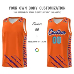 Orange Tiger Claw Pattern Sports Uniform Basketball Jersey 3