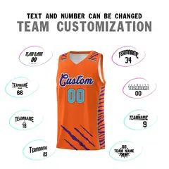 Orange Tiger Claw Pattern Sports Uniform Basketball Jersey 4