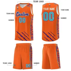 Orange Tiger Claw Pattern Sports Uniform Basketball Jersey 5