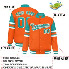 Orange Varsity Color Block Full-Snap Letterman Jacket 2