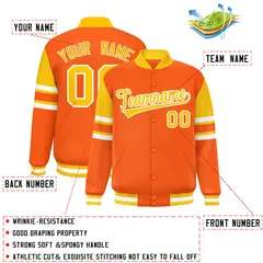 Orange Varsity Color Block Full-Snap Letterman Jacket 2