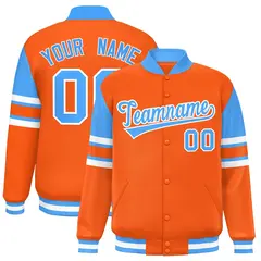 Orange Varsity Color Block Full-Snap Letterman Jacket 1