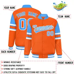 Orange Varsity Color Block Full-Snap Letterman Jacket 2