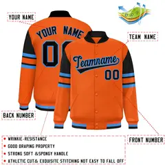 Orange Varsity Color Block Full-Snap Letterman Jacket 2