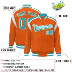 Orange Varsity Color Block Full-Snap Letterman Jacket 2