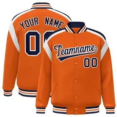 Orange Varsity Color Block Full-Snap Letterman Jacket 1