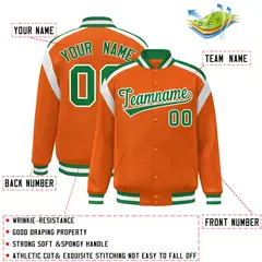 Orange Varsity Color Block Full-Snap Letterman Jacket 2