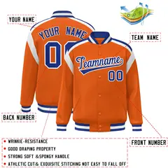 Orange Varsity Color Block Full-Snap Letterman Jacket 2