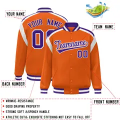 Orange Varsity Color Block Full-Snap Letterman Jacket 2