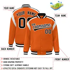 Orange Varsity Color Block Full-Snap Letterman Jacket 2
