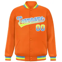 Orange Varsity Full-Snap Gradient Font Letterman Jacket 3