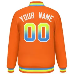 Orange Varsity Full-Snap Gradient Font Letterman Jacket 4