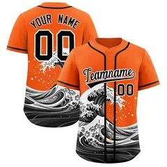 Orange Wave Graffiti Baseball Jersey 1